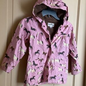 Hatley Pink Horse Pattern Kids Raincoat